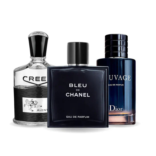 Combo de 3 perfumes: Creed AVENTUS, BLEU DE CHANEL e Dior SAUVAGE 100ml