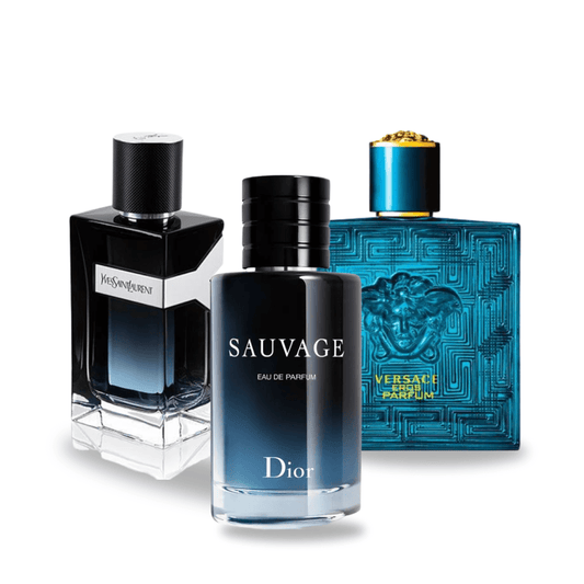 Combo de 3 perfumes: Dior SAUVAGE, Yves Saint Laurent Y MEN y Versace EROS 100ml