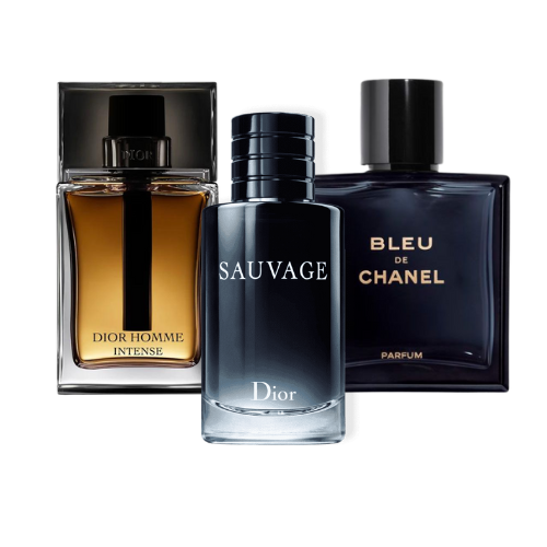 Combo de 3 perfumes: Sauvage Dior, Bleu de Chanel, y Dior Homme Intense 100ml