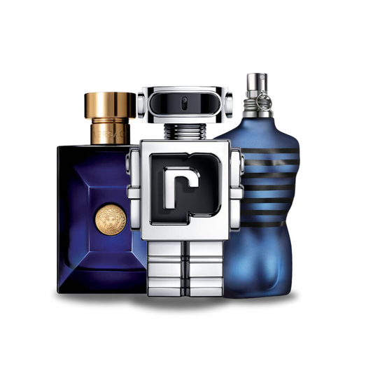 Combo de 3 perfumes: Versace DYLAN BLUE, Paco Rabanne PHANTOM y Jean Paul Gaultier ULTRA MALE 100ml