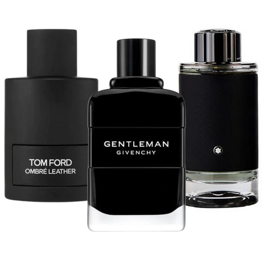 Combo de 3 perfumes: Tom Ford Ombre Leather, Givenchy Gentleman, y Montblanc Explorer 100ml