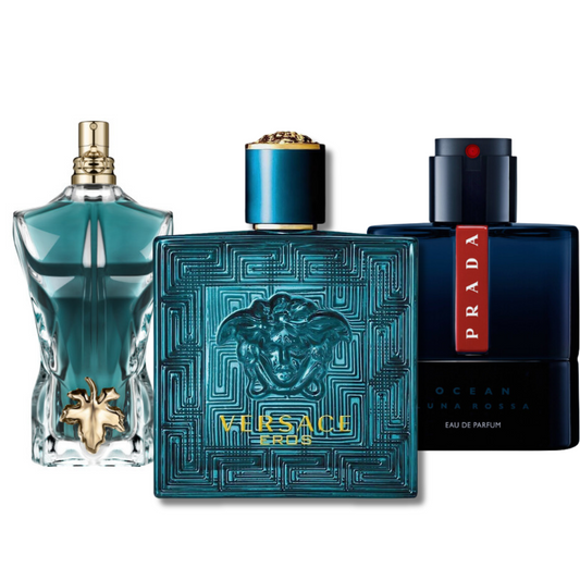 Combo de 3 perfumes: Prada Luna Rossa, Versace Eros, Le Beau (Eau de Parfum)