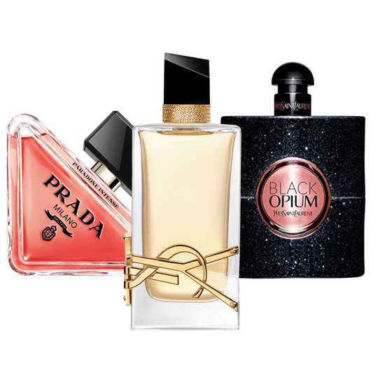Combo de 3 perfumes: Prada Paradox, Black Opium Yves Saint Laurent, y Libre 100ml