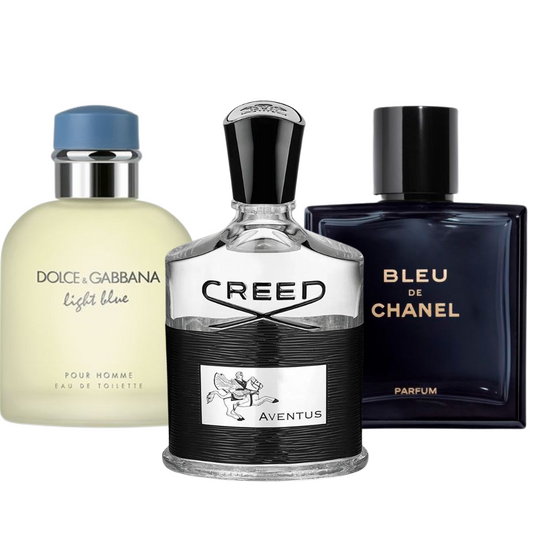 Combo de 3 perfumes: Bleu de Chanel, Creed Aventus, y Light Blue Dolce Gabbana 100ml